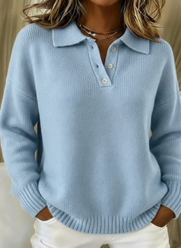 Everyday Luxe Button-Collar Knit