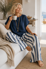 Effortless Striped Cotton Linen 2-Piece Set | Tracked Shipping