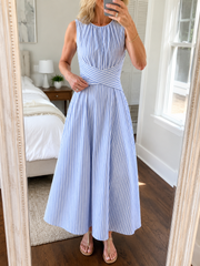 FLASH SALE - Striped Criss-Cross Waist Maxi Dress  | Tracked Shipping