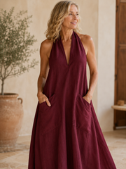 FLASH SALE - Effortless Linen Halter Dress | Tracked Shipping