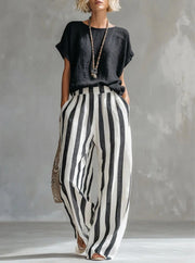 Effortless Striped Cotton Linen 2-Piece Set | Tracked Shipping