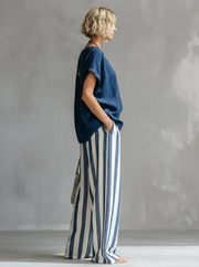 Effortless Striped Cotton Linen 2-Piece Set | Tracked Shipping