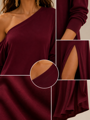 One-Shoulder Slit Maxi Dress | Tracked Shipping
